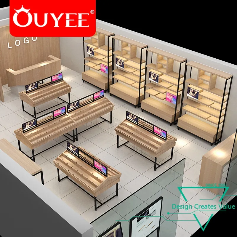 Wall Eyewear Store Layout Furniture Display Optical Shop Interior Design