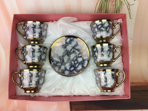זול מפעל סיטונאי 80ml תורכי פקיסטן ערבית קרמיקה בסדר פורצלן מלכותי זהב מצופה כוס קפה עם צלחת