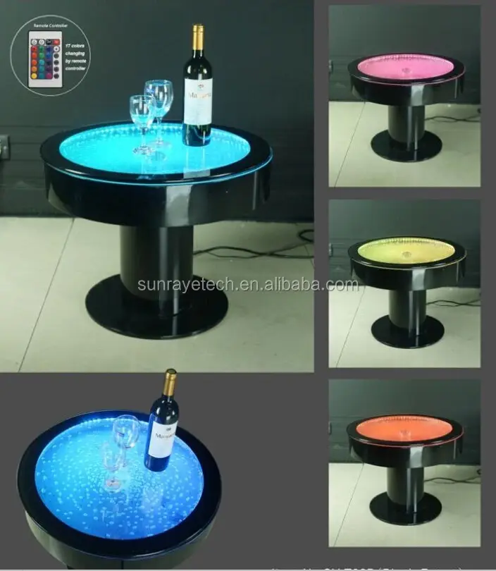 Mesa led redonda de mudança de cor, mesa de café da bolha de água para restaurante do ktv