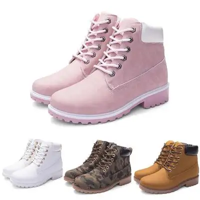 Pair of women shoes women solid color faux boots ankle boots casual shoes