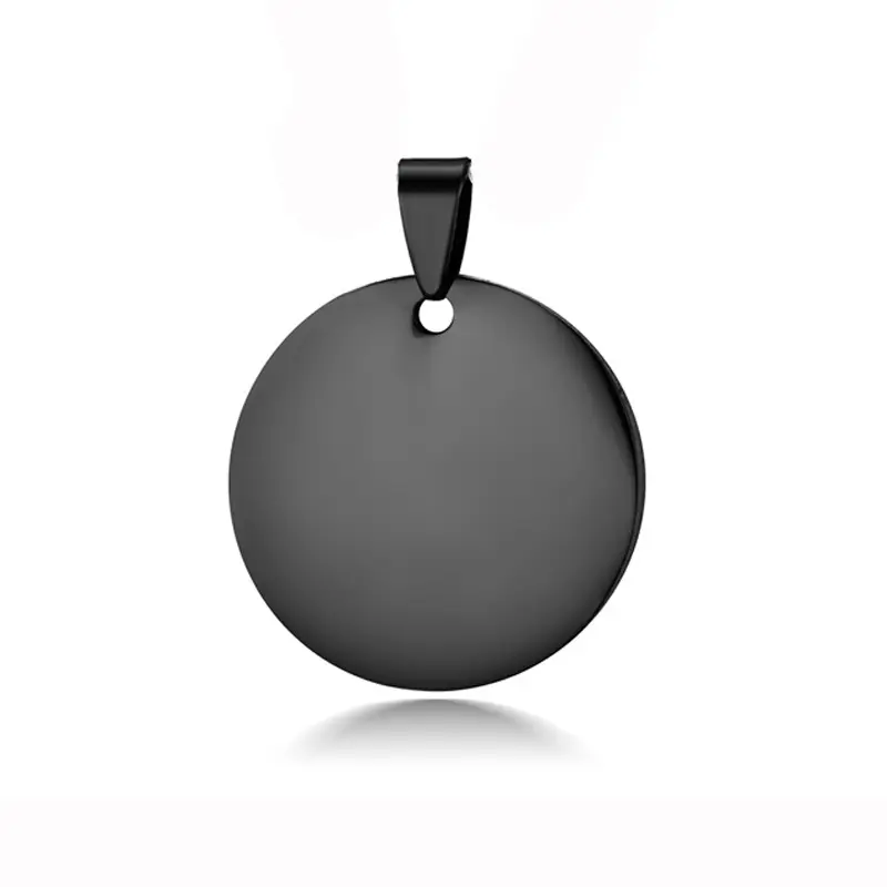 30x30mm fancy black dog tag in acciaio inossidabile con incisione di gioielli logo a forma rotonda Pet ID Tag