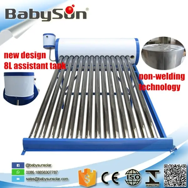 Babysun-tubos de vidrio al vacío de acero galvanizado para calentador de agua solar, suministro profesional