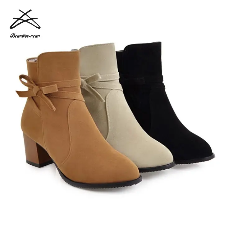 Novo padrão plus size sapatos china atacado mulheres botas de tornozelo