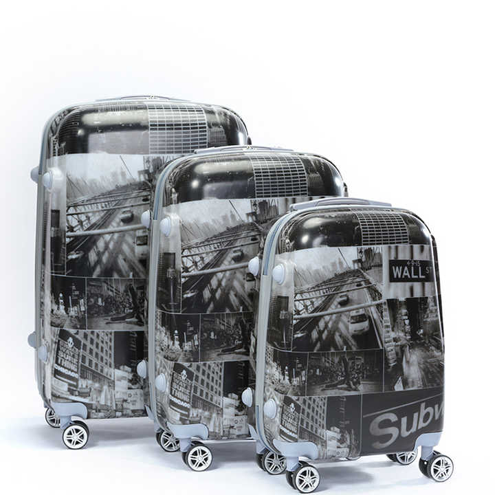 Factory OEM ODM Print 20 24 28inch Suitcase 4 Spinner 360 Degree Wheels Hard 3pcs Set ABS PC Trolley Luggage