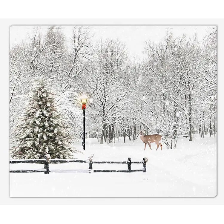 Зимнее снежное дерево оптоволоконная Печать на холсте художественная живопись на холсте