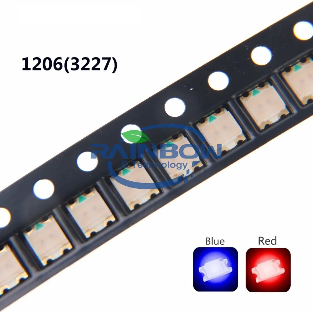 Bicolor-Chip SMT azul y rojo, diodo emisor de luz LED SMD 1206 (3227), 20mA, DC 2V, nuevo, disponible