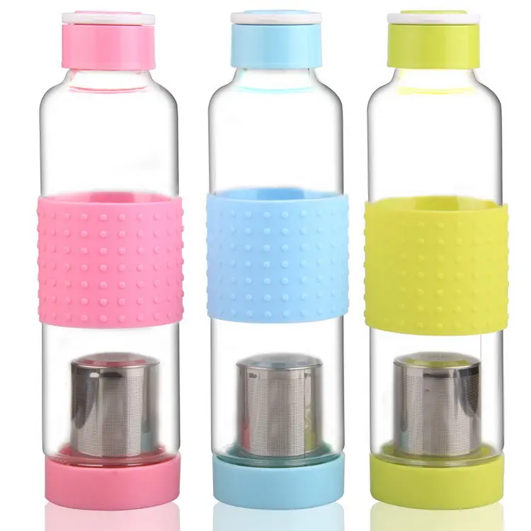 Großhandel Fabrik preis Tee filter Glas Infuser Wasser flasche Tee Glasflasche