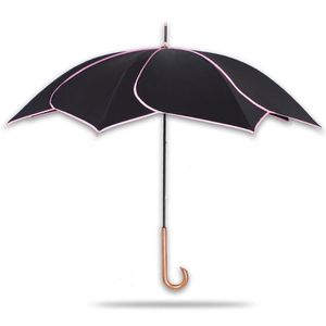 时尚独特艺术花瓣风格J形木柄防紫外线雨伞遮阳伞直伞礼品 - Product Image 1
