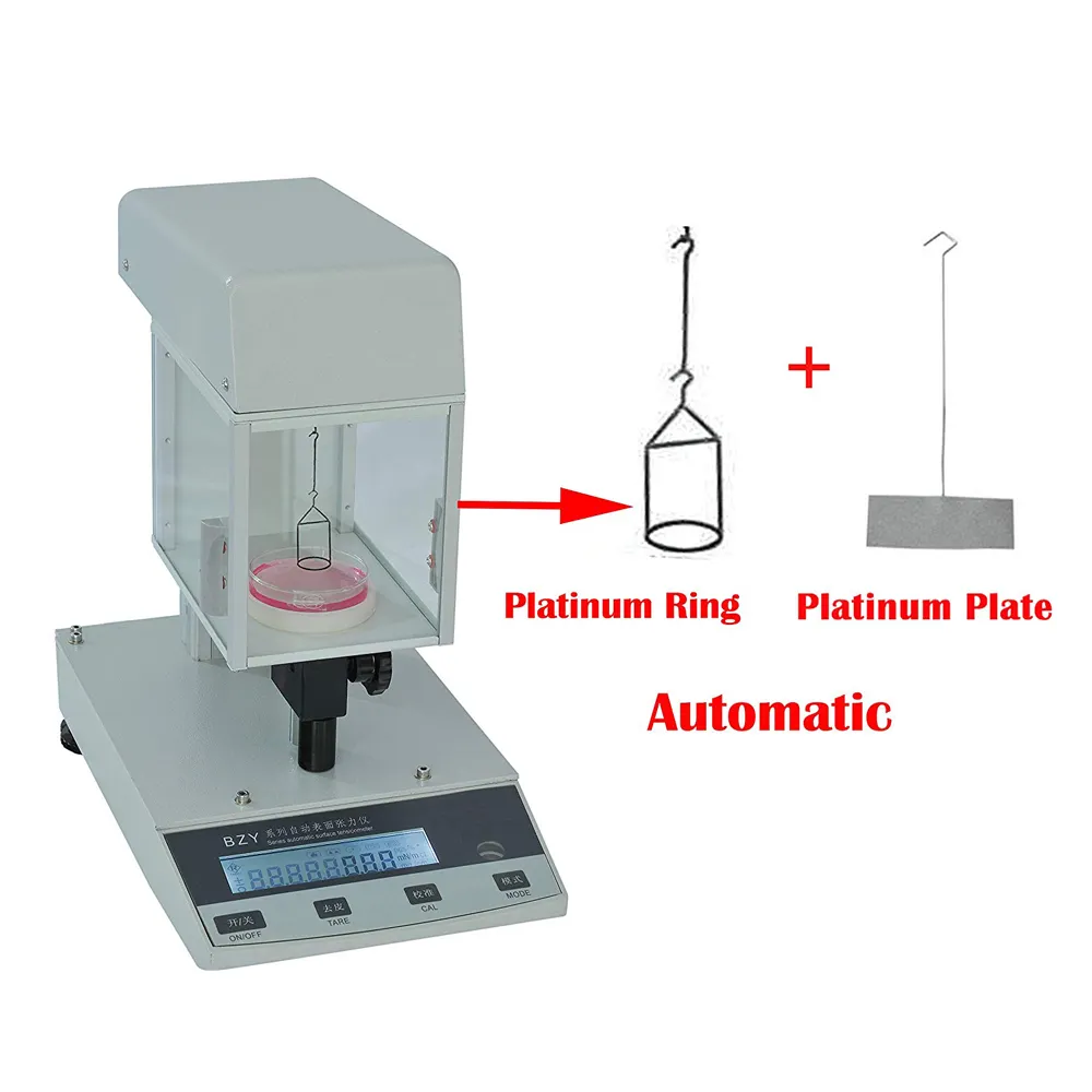 Tensiómetro líquido automático para medir la tensión superficial, tensiómetro Interfacial con placa de platino y método de anillo de platino de 0 a 400mN/m de alcance