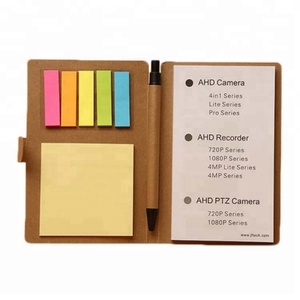 Muestra gratis Bloc de notas personalizado Set Kraft Cuadernos en espiral con bolígrafo y notas adhesivas Papel Kraft autoadhesivo para uso en la oficina