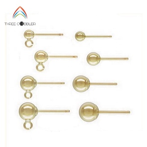 GFH005批发14k金填充球金色耳钉耳环pin