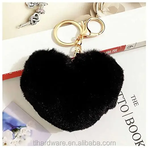 Regalo promozionale keychain Della Nappa Genuine Rabbit Fur Pom pom Keychain/Catena chiave