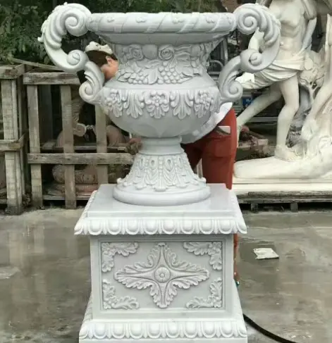 Planejadores de jardim/vasos de flores, pedra de granito esculpida à mão