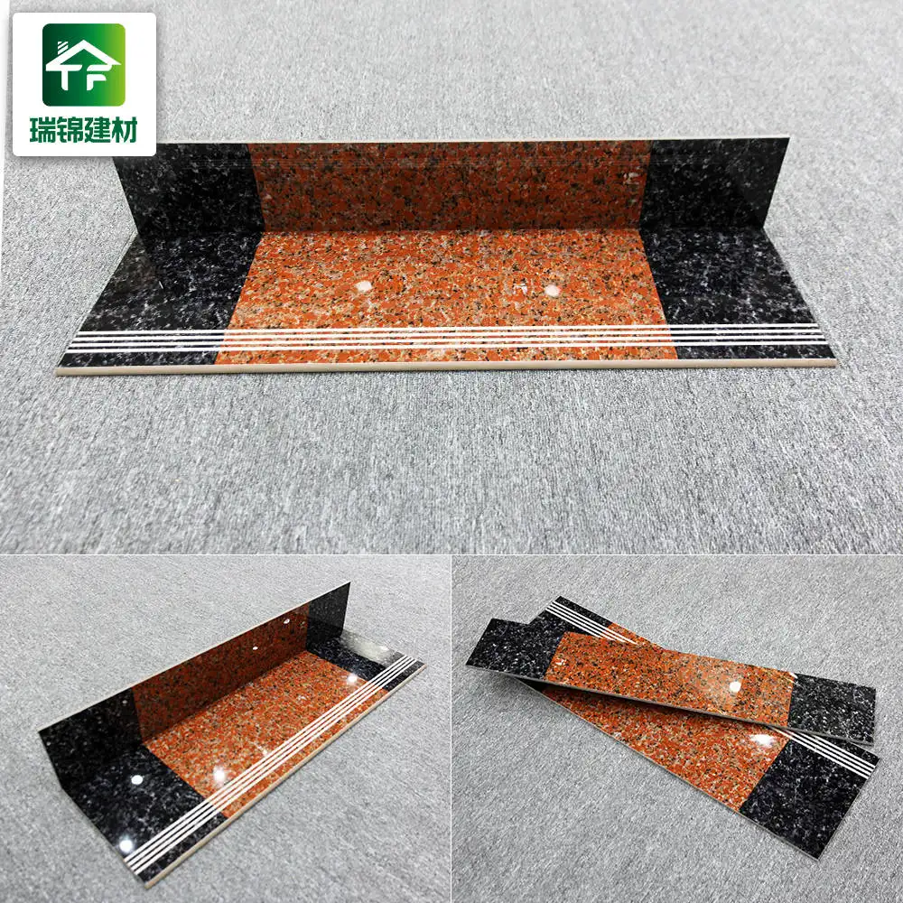 Bullnose de granito mira flameado de granito pulido de baldosas de porcelana para escaleras pintura Digital escalera paso de