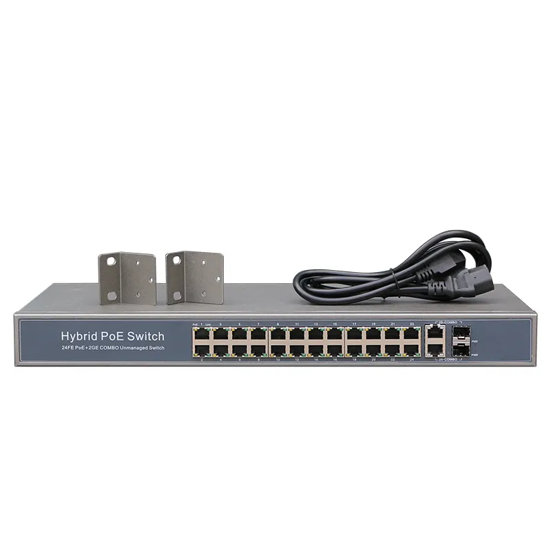 ราคาที่ดี24พอร์ตกล้องวงจรปิด Gigabit PoE เครือข่ายสวิทช์ที่มีกิกะบิต COMBO(POE2422SFP-2COMBO)