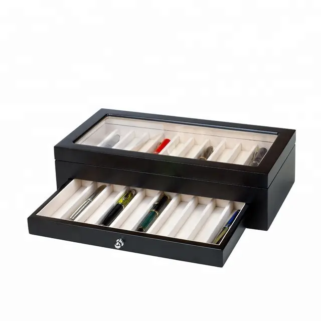 legno di ebano 10 box penna stilografica display organizzatore collettore di stoccaggio caso titolare