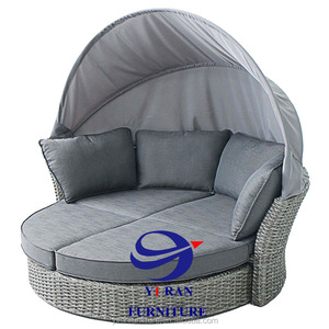 Luxury Outdoor Furniture Wicker <strong>Round</strong> Daybed Big Daybed <strong>Patio</strong> Lounge Bed - Product Image 1