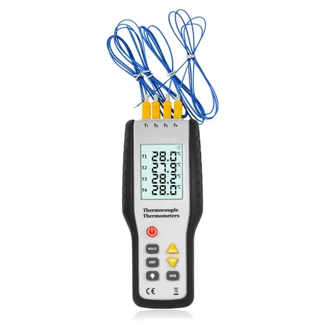 Termometer termokopel tipe K Digital HT-9815, pemindai suhu industri sensor pendeteksi termokopel 4 saluran-test