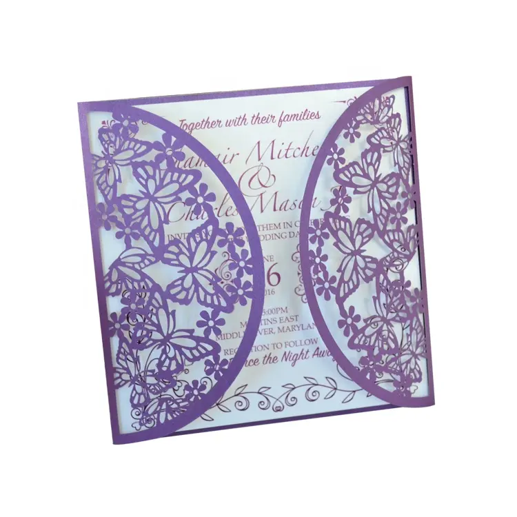 Sweet 16 decorations laser cut elegant invitation wedding cards butterfly