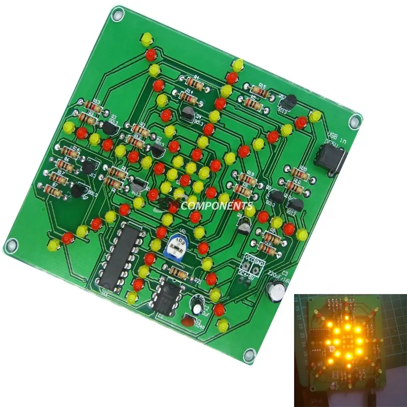 Kit fai da te Flash Light pcb board 73 led rosso giallo Dual-Color lampeggiante scheda di saldatura PCB circuito elettronico Training Suite