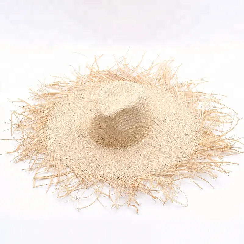 Chapéu de palha de rafia natural artesanal do verão de madagascar