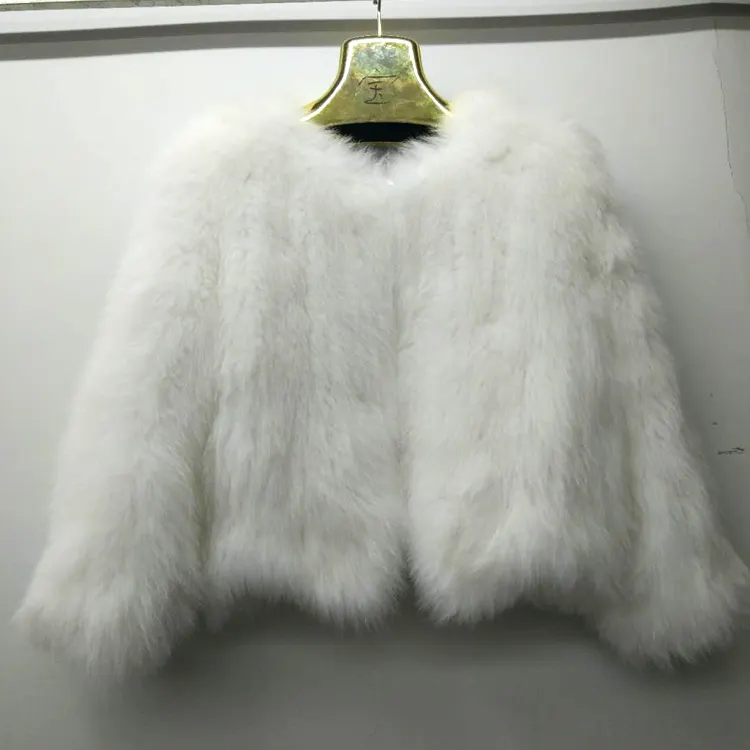 Manteau d'hiver en vraie fourrure de renard pour femme, tricoté à la main, vente en gros, mode