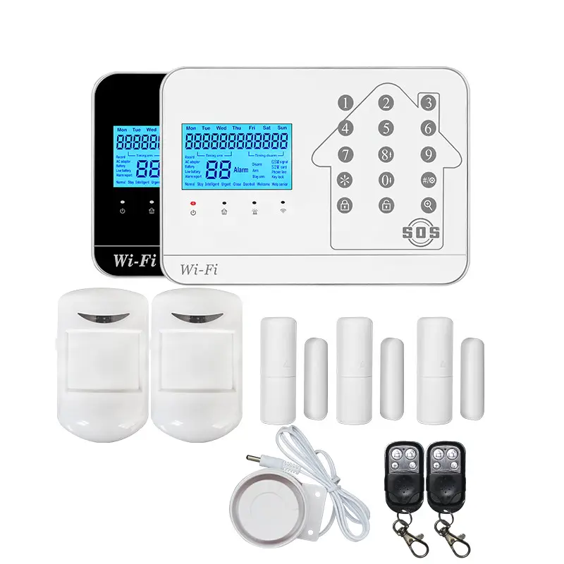 New Intelligent 2.4G Wifi 850/900/1800/1900MHZ GSM Home Security Alarm System With IP camera