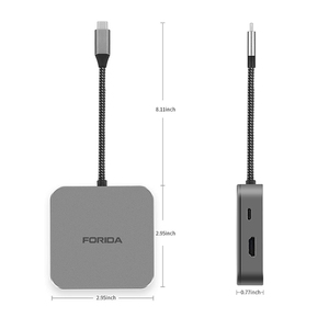 Forida Wholesale <strong>USB</strong> <strong>C</strong> HUB with Changeable Led Light Color , Type <strong>C</strong> HUB with PD Charging for Macbook