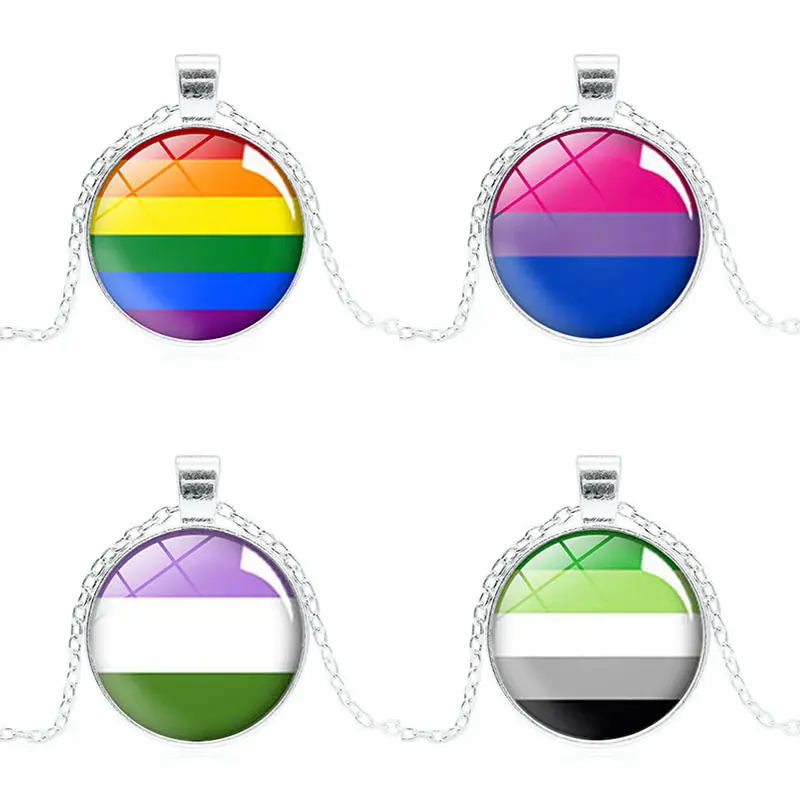 Colgante de aleación de vidrio, collar de arcoíris de orgullo gay para fiesta lgbt