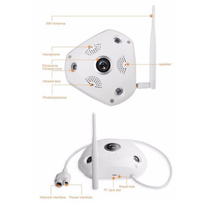 360 Viewing Angle Cctv 3D VR Fisheye Panoramic <strong>IP</strong> <strong>Camera</strong> with 3pcs <strong>Array</strong> Infrared <strong>LEDs</strong>. 20m Night Vision - Product Image 3