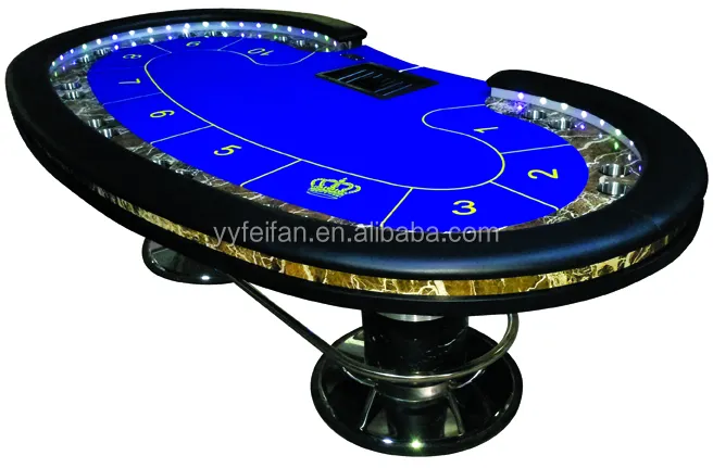 Mesa de póker de casino de doble copa, mesa de póker profesional con luz LED