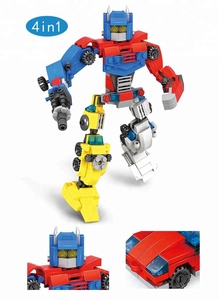 LELE אח מכירה לוהטת גזע <span class=keywords><strong>4</strong></span>-IN-1ROBOT מכונית בלוקים Lele אח לבני צעצוע