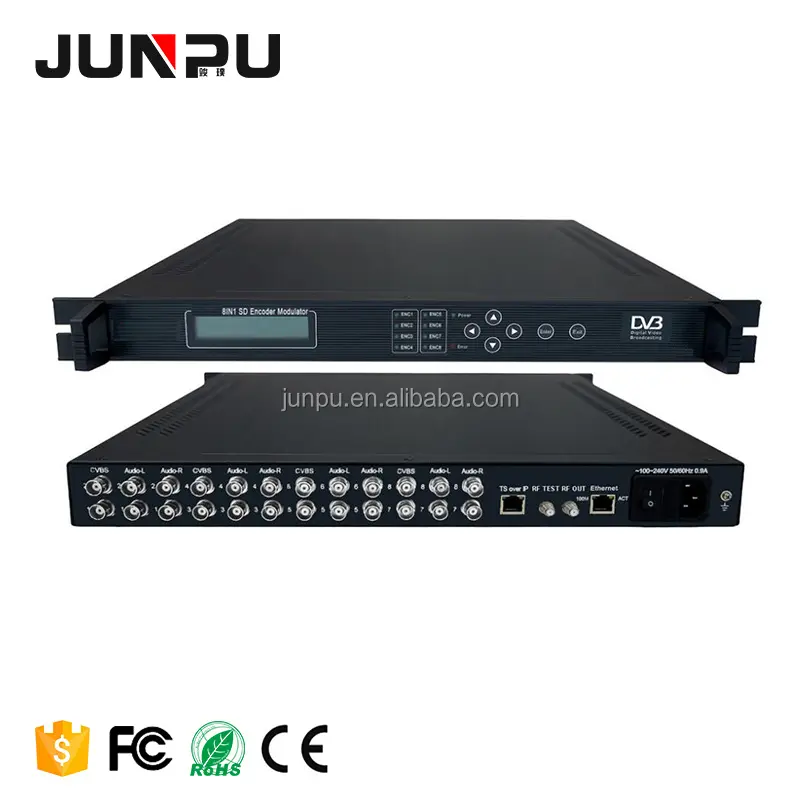 Junpu Worthy-modulador dvb-c de 8 canales, MPEG-2 H.264, modulador QAM RF con AV a QAM