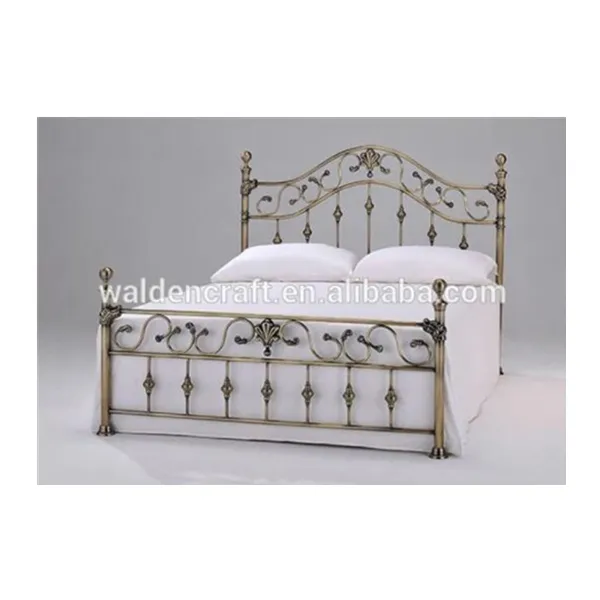 Cadre de lit en laiton antique, cadre de luxe en métal, taille king, nouveau,