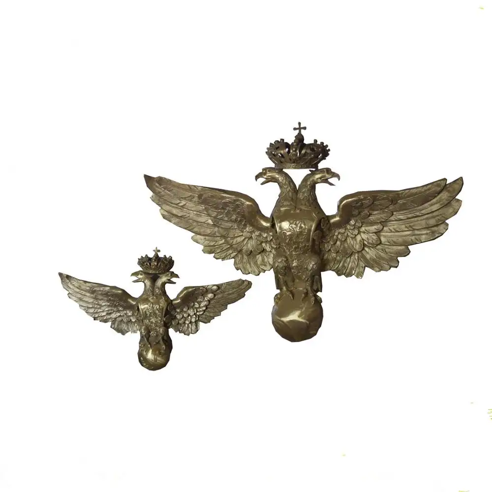 Garden Brass Bronze Eagle With Crown Animal Statues