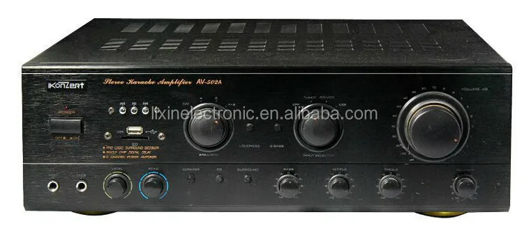 AV-502 suministrar todo tipo de sonido amplificador KTV mezcla amplificador karaoke de amplificador portátil con USB/SD/FM/