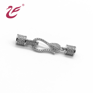 Luxo 925 prata esterlina desenhar corda elegante unfading zircão colar talão pérola gancho fivela end cap fecho lagosta garra fechos