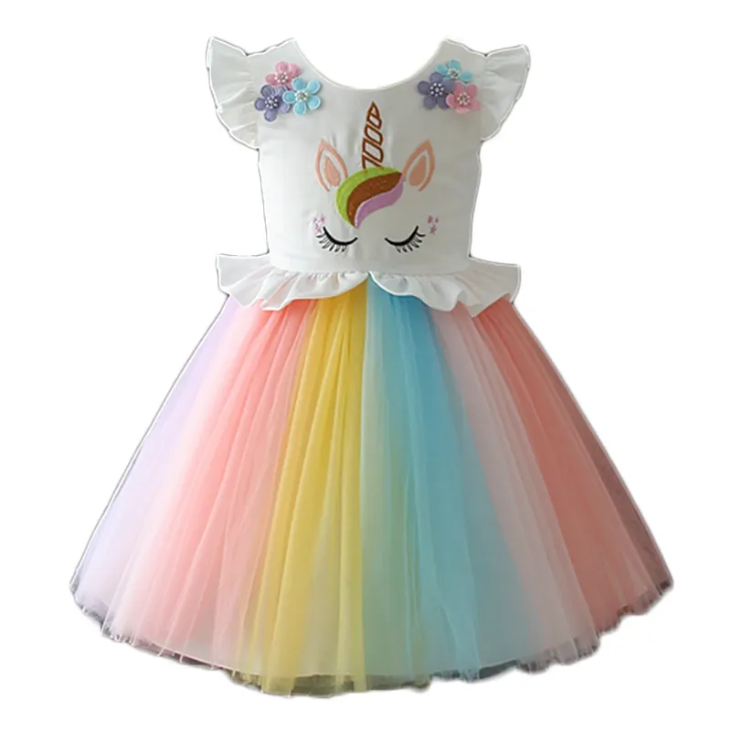 Vestido de verano para niña de 3 a 9 años, ropa de fiesta informal, vestido de unicornio