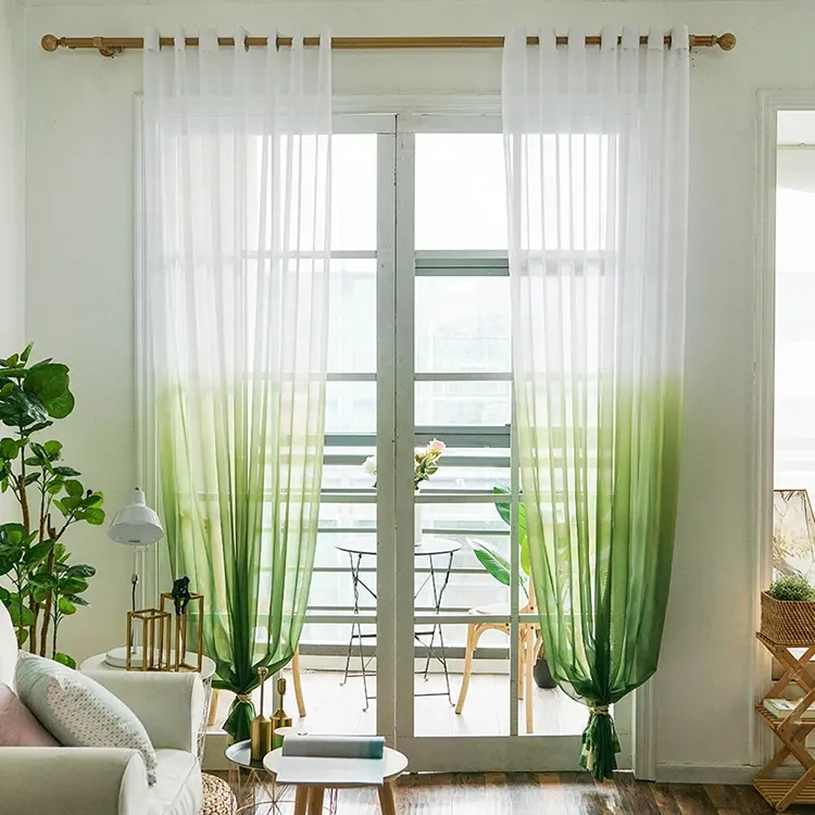 Customized Cheap High Quality Luxury Modern European Style Colorful Sheer Voile Curtains for Bedroom