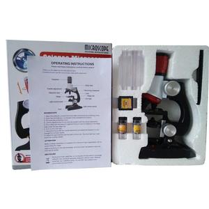 Crianças brinquedo iniciante microscópio com preparado <span class=keywords><strong>Slides</strong></span> LED 100X 400X 1200X ampliação