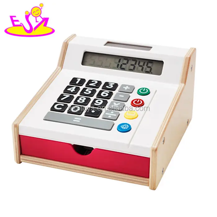 kid new design pretend play toy wooden kids cash register for sale W10A065