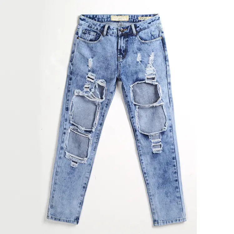 Z92649A Jeans Delle Donne di Modo, Commercio All'ingrosso di Usura Quotidiana Jeans Delle Donne-Donne Abbigliamento Casual Danneggiato Jeans