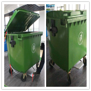 Contenedor de basura de plástico industrial para exteriores, papelera de reciclaje con ruedas, 1100 Litros - Product Image 6
