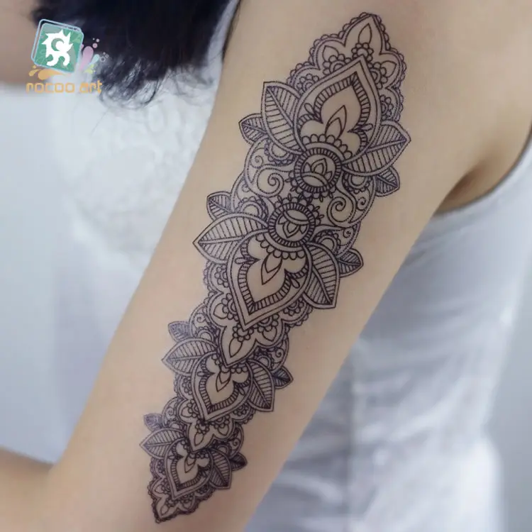 Ls series melhor qualidade desenhos de tatuagem a granel preto, estoque, à prova d' água, henna, renda temporária, adesivo de tatuagem on-line