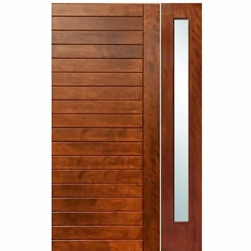 Style américain en bois de Sapin conception de porte d'entrée principale avec éclairage latéral