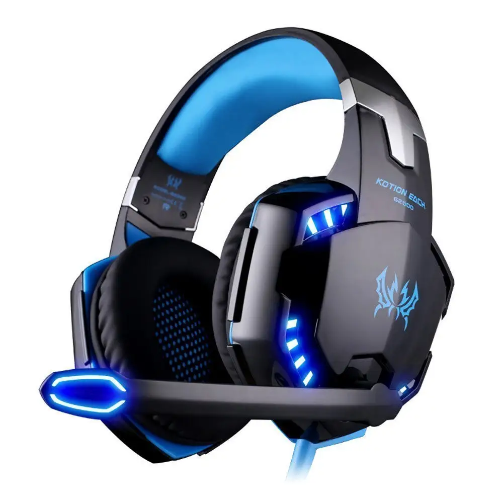 KOTION ogni auricolare da gioco G2000 con microfono LED Light Over Ear cuffie cablate per giochi per PC