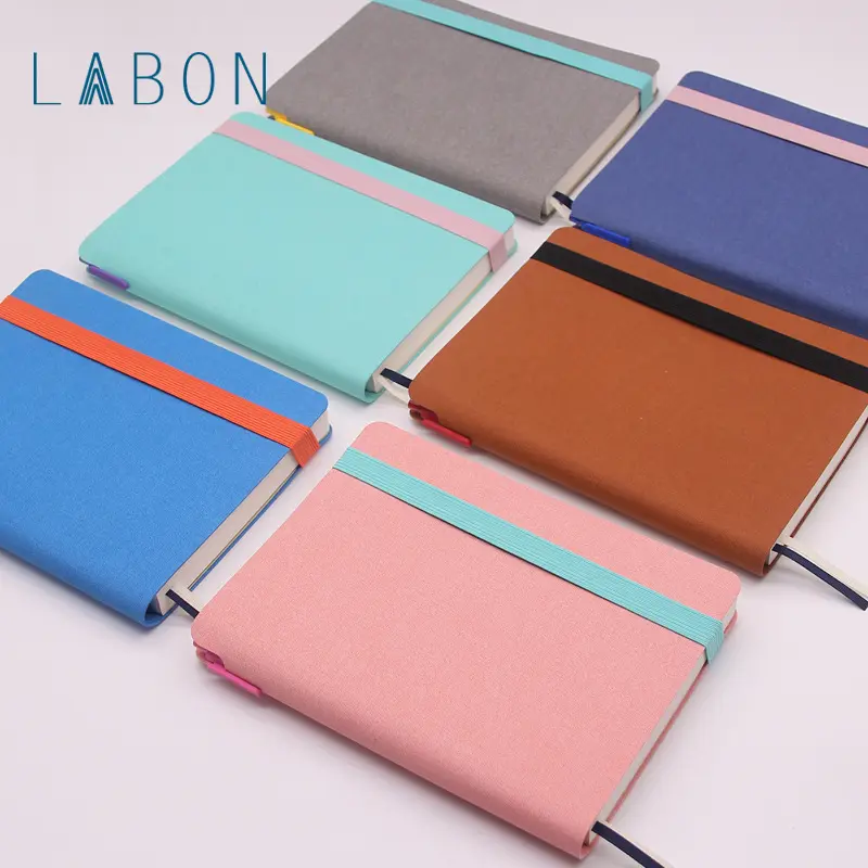 LABON all'ingrosso Logo personalizzato tessuto ampia fascia elastica Notebook Business Year Planner con portapenne