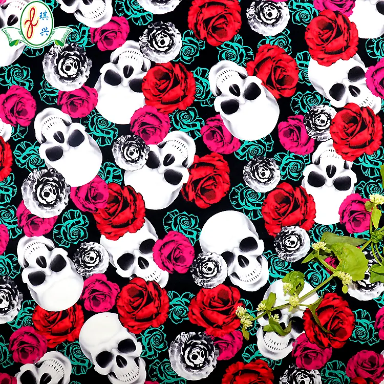 Cra de nylon estampada de 4 vias, skull rosa com estampa, tecido de nado para sensual, moças