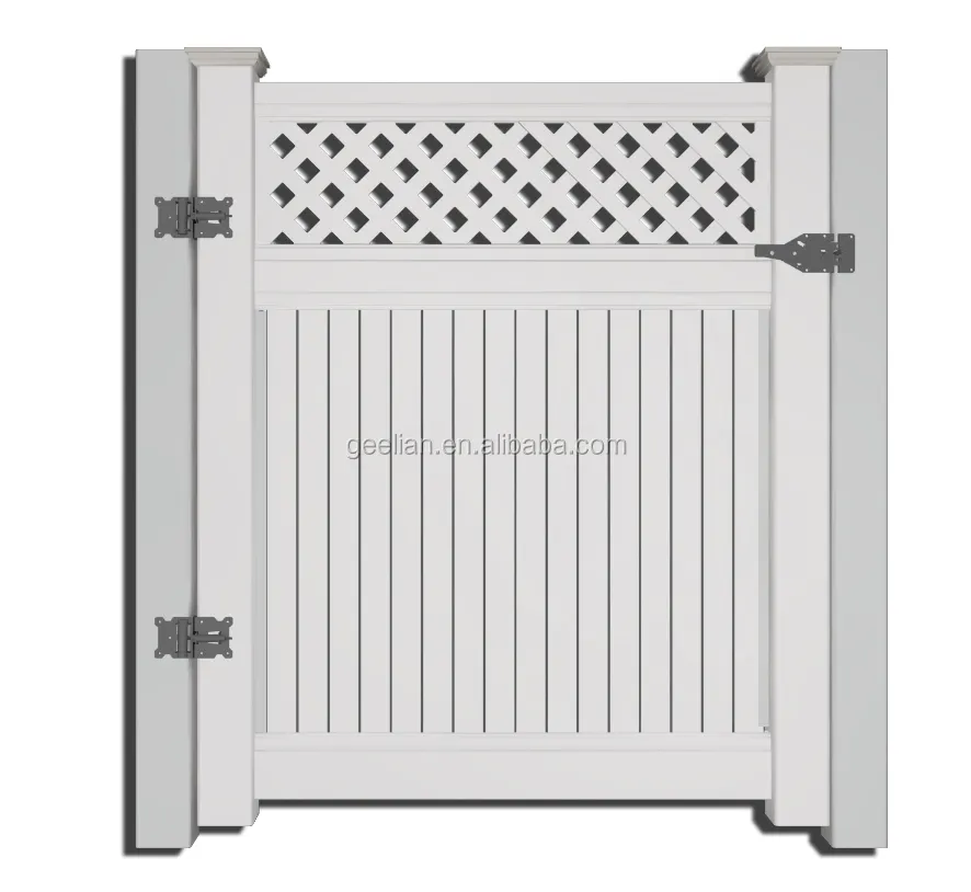 Panel de valla de PVC virgen 100%, valla de privacidad, valla de piquete de riel de vinilo, puerta de puerta plana de Inglaterra