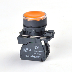 22mm Waterproof Illuminated LED Round Push Button Switch with Neon Light SB5(LA68S XB5) -AW33B5 1NO 1 NC AC DC24V/AC220V